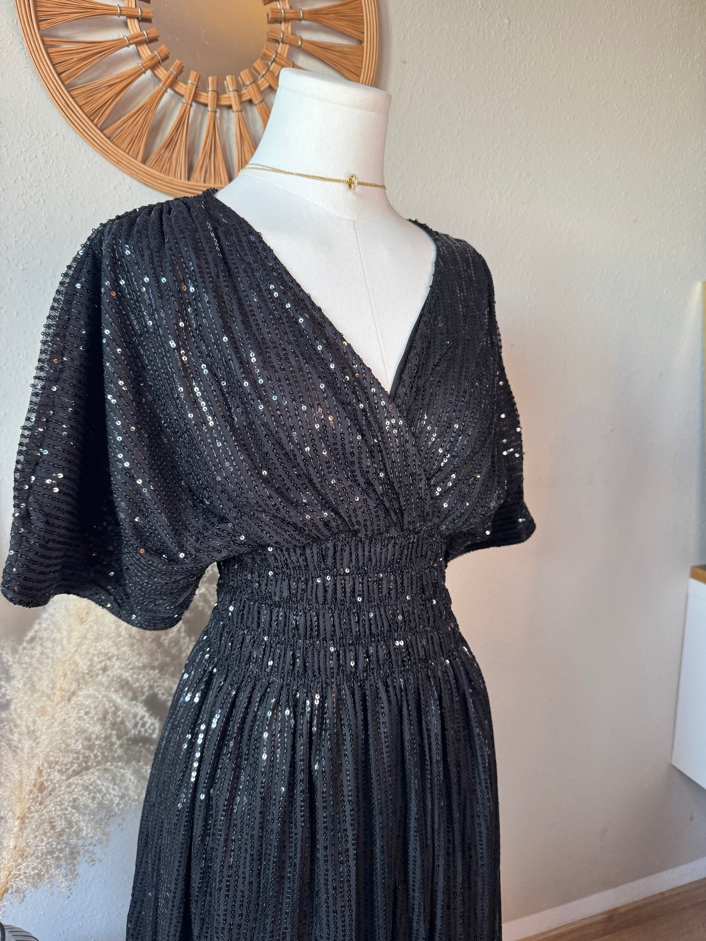 Schwarzes Paillettenkleid für Damen – stylisches, funkelndes Kleid für besondere Anlässe, Größe bis 42