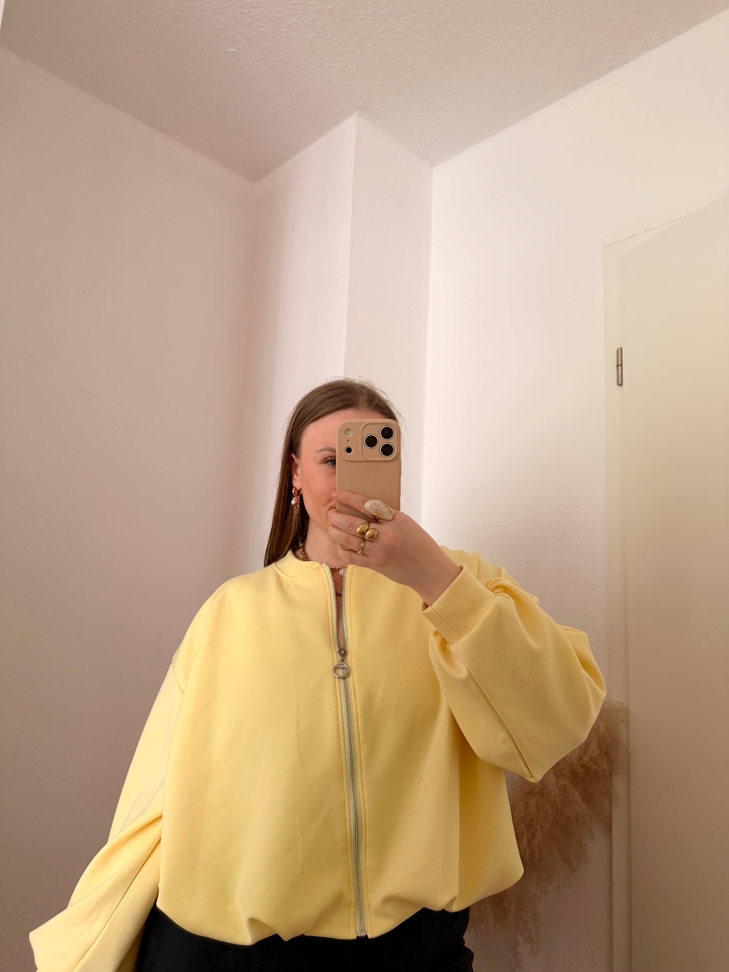 Sweatshirt Jacke mit Raffung