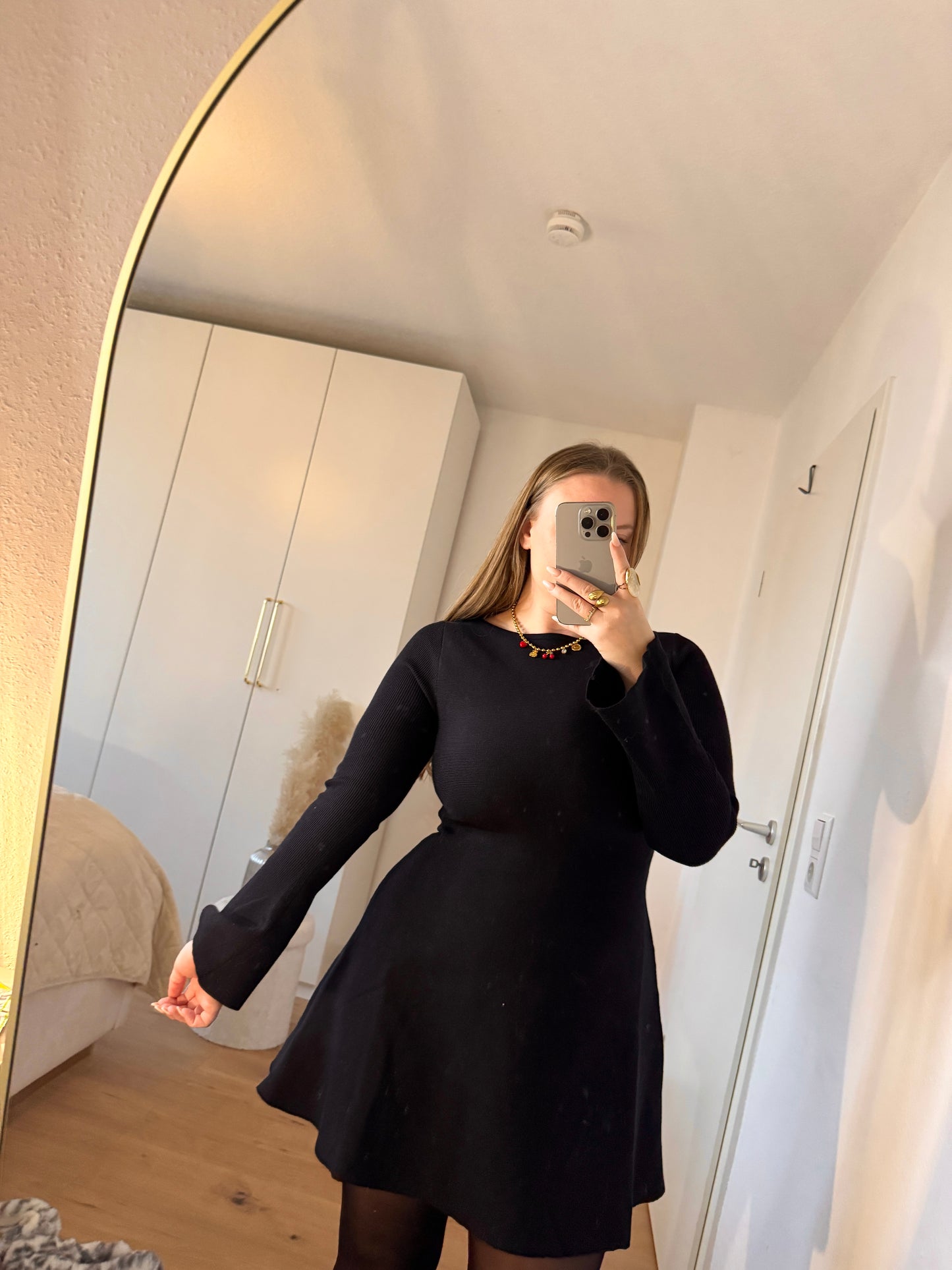 Rippstrick Kleid Schwarz
