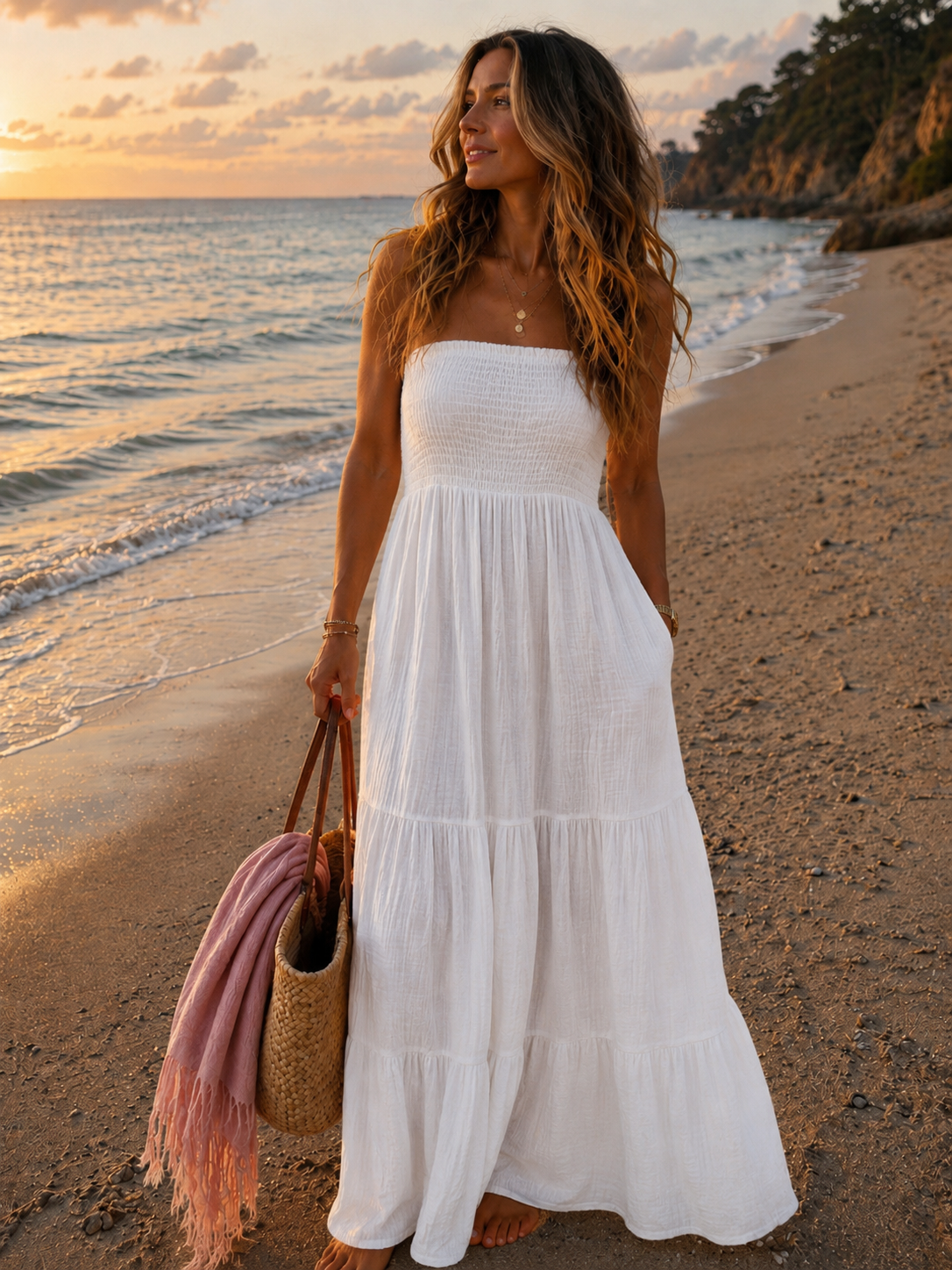 Bandeau Kleid weiß