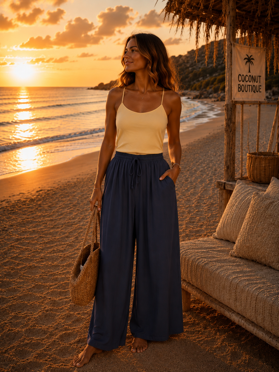 Jersey Hose mit breiten Bein Magda