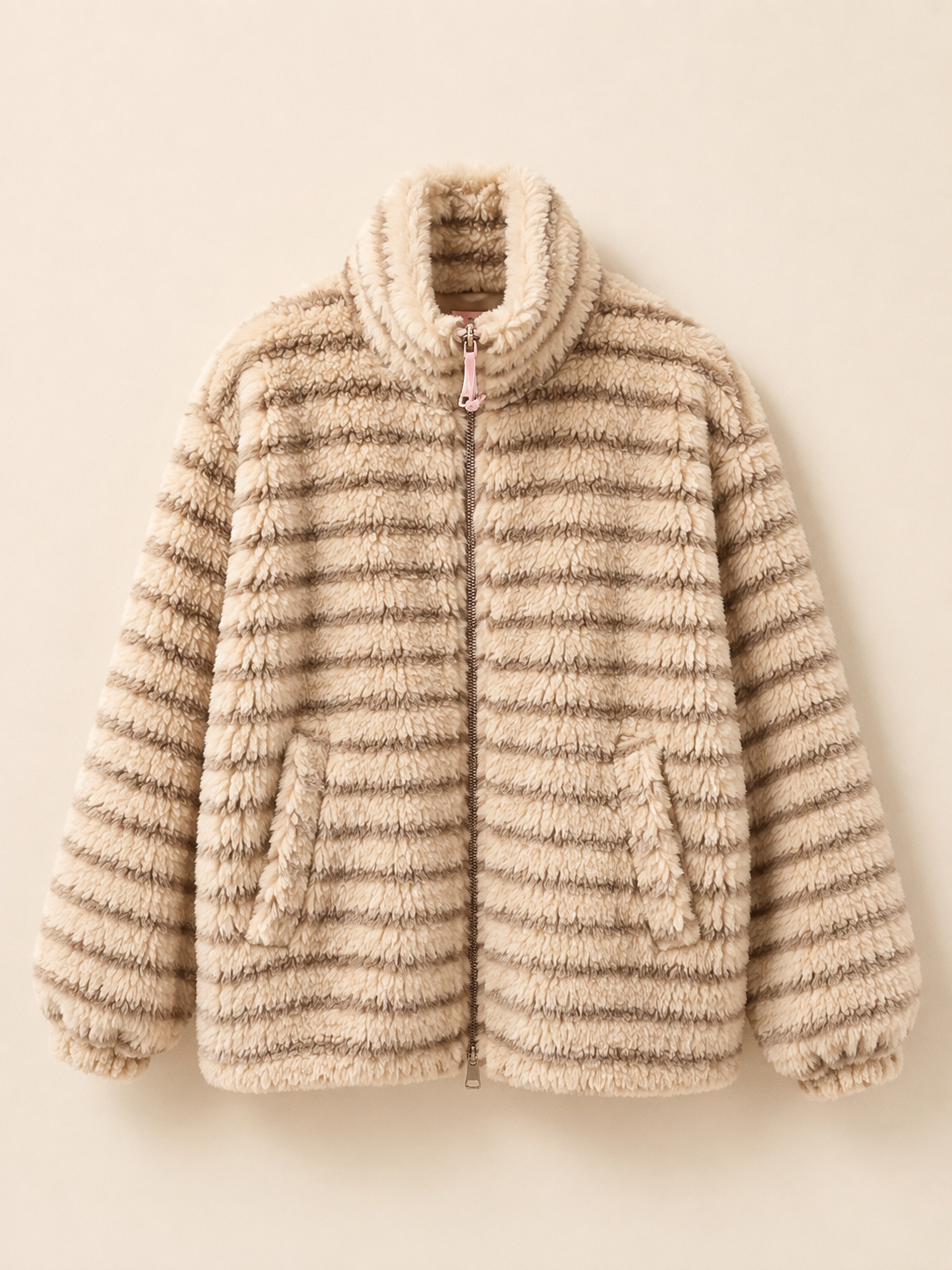 Teddy Jacke stripes mit Reißverschluss