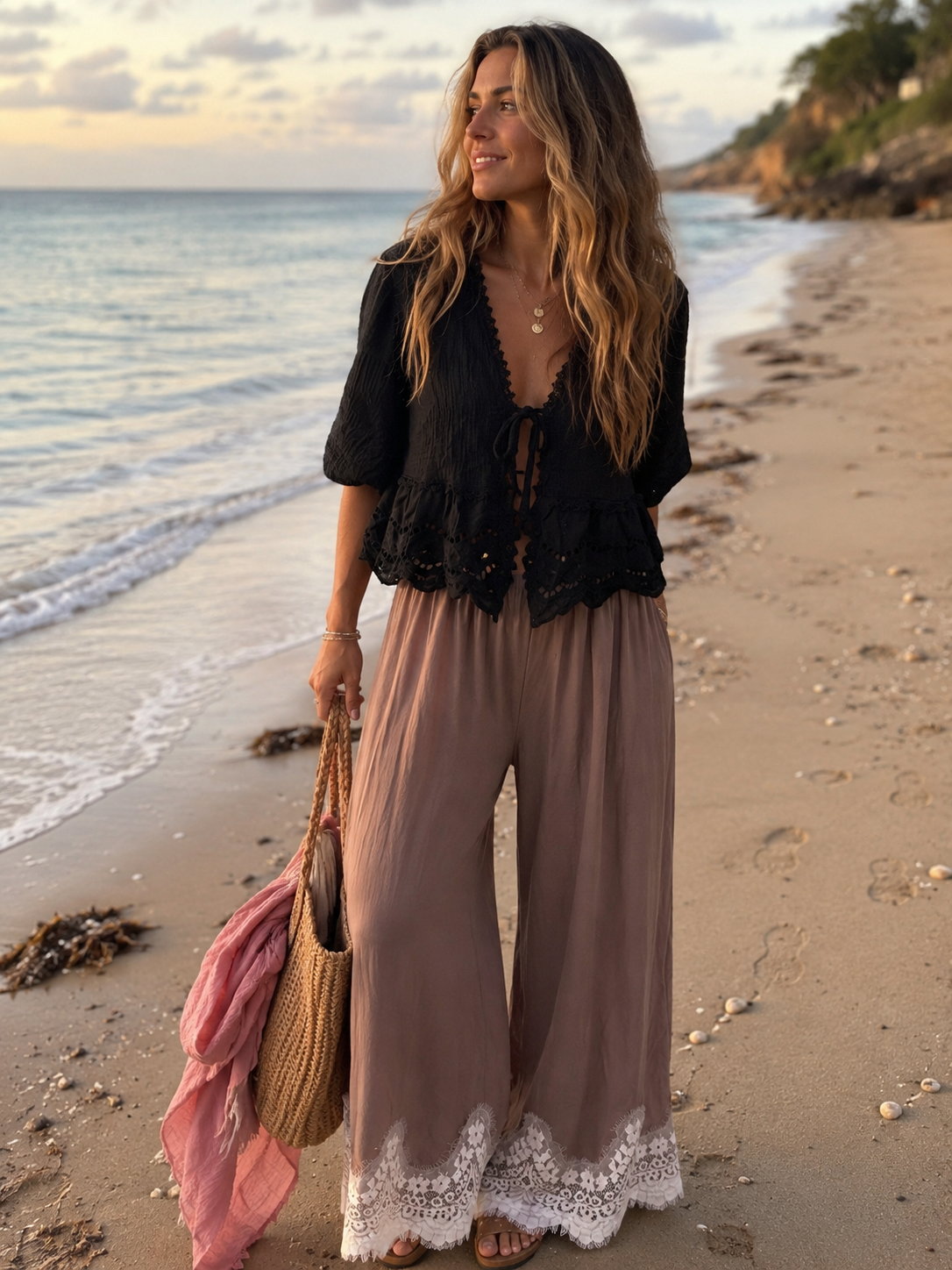 Jersey Hose mit spitze