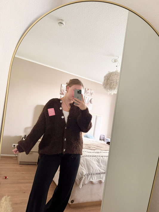 Bouclé Cardigan – Elegante Strickjacke im Oversize Look, Gr. 36–44