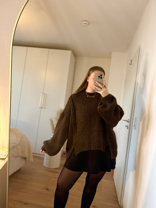 Brauner oversize strickpullover