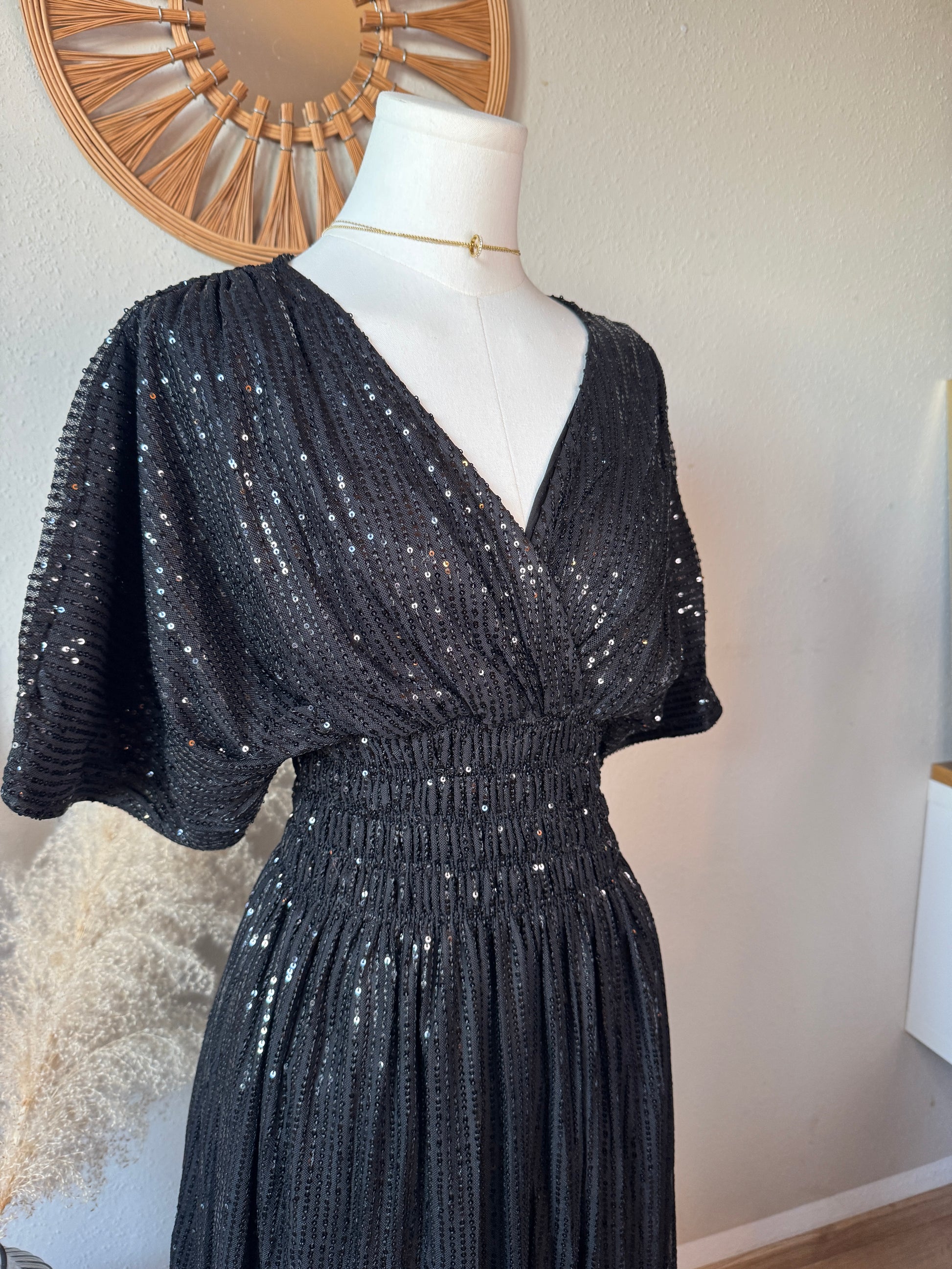 Schwarzes Paillettenkleid für Damen – stylisches, funkelndes Kleid für besondere Anlässe, Größe bis 42