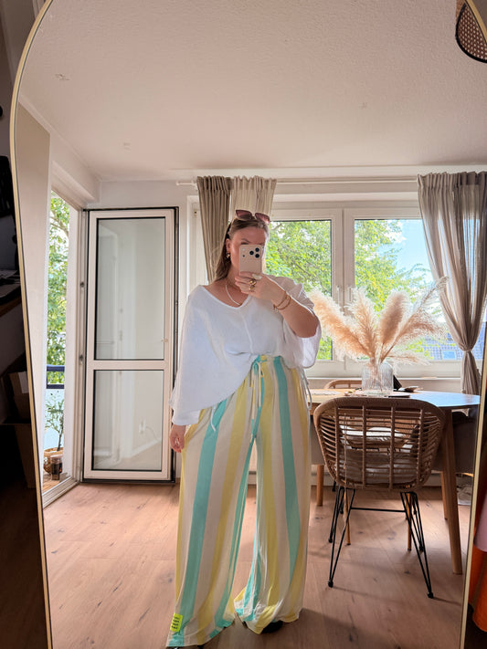 Gestreifte Jersey Hose mit breitem Bein Liora OVERSIZE FIT