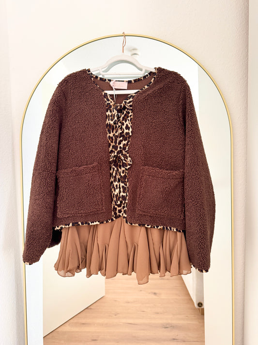 Teddy Jacke mit Leo Schleifen | Kuschelig & stylisch bis Gr. 42