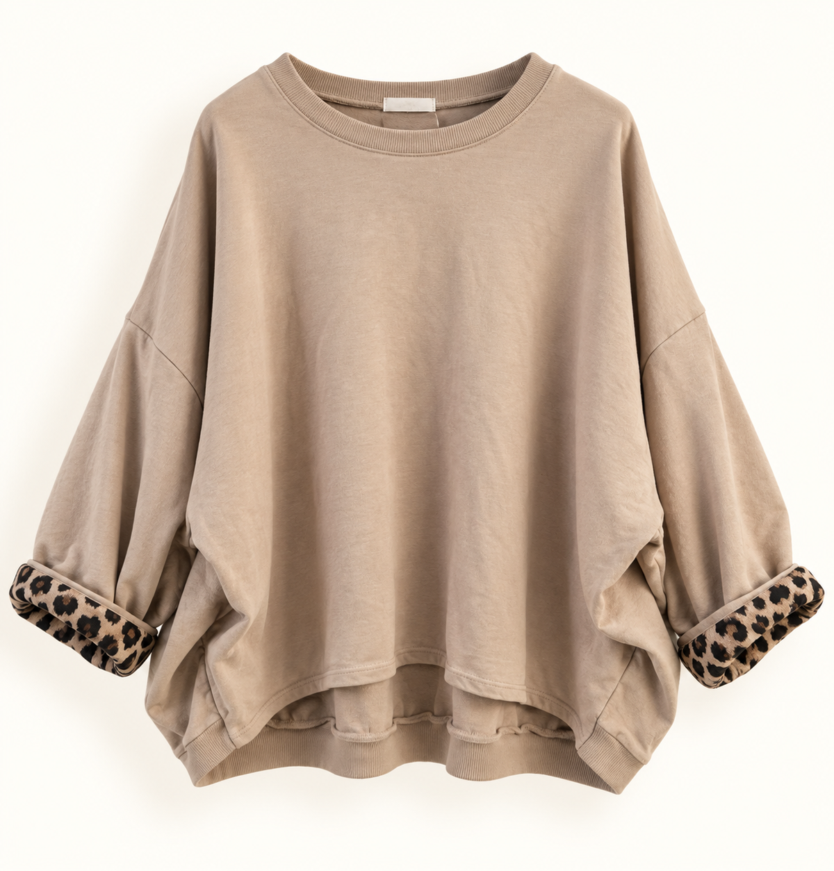 Basic oversize Pullover mit Leo Details