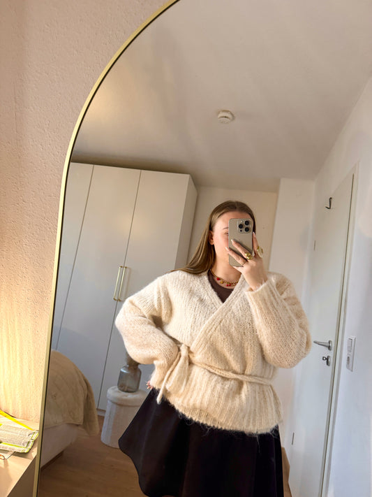 Wickelpullover Strick creme