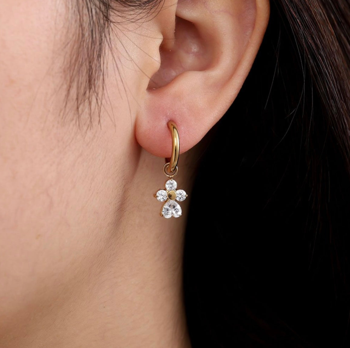 25mm Diamond Flower In Hoop Edelstahl Ohrringe