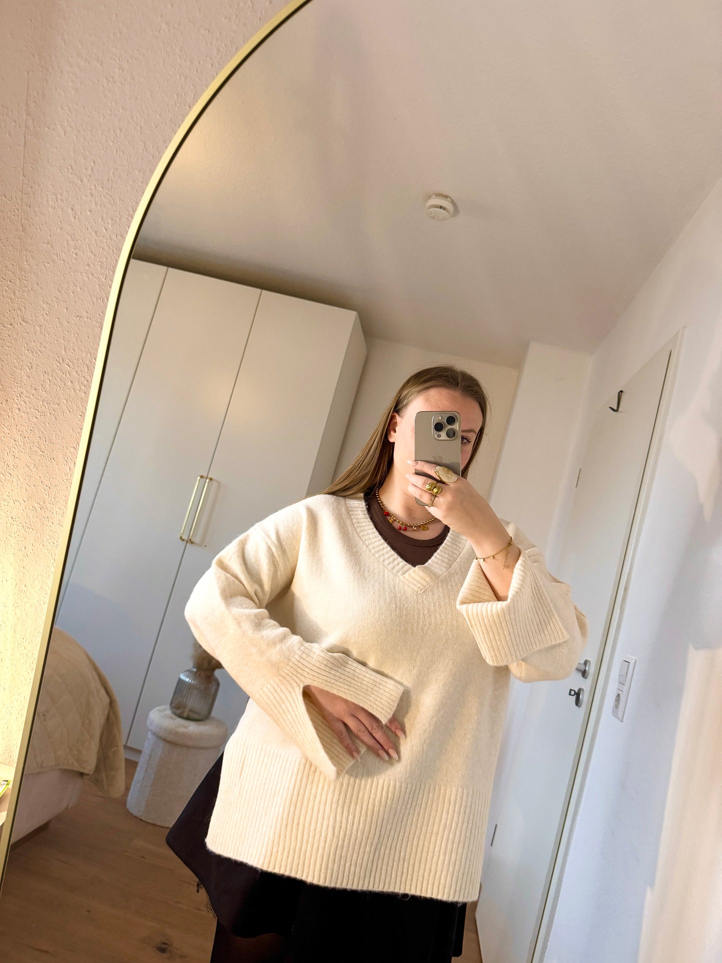 Basic Strickpullover Creme