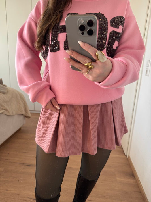 Rosa Cordhosenrock mit weicher Cordstruktur, tragbar in den Größen 36 bis 42