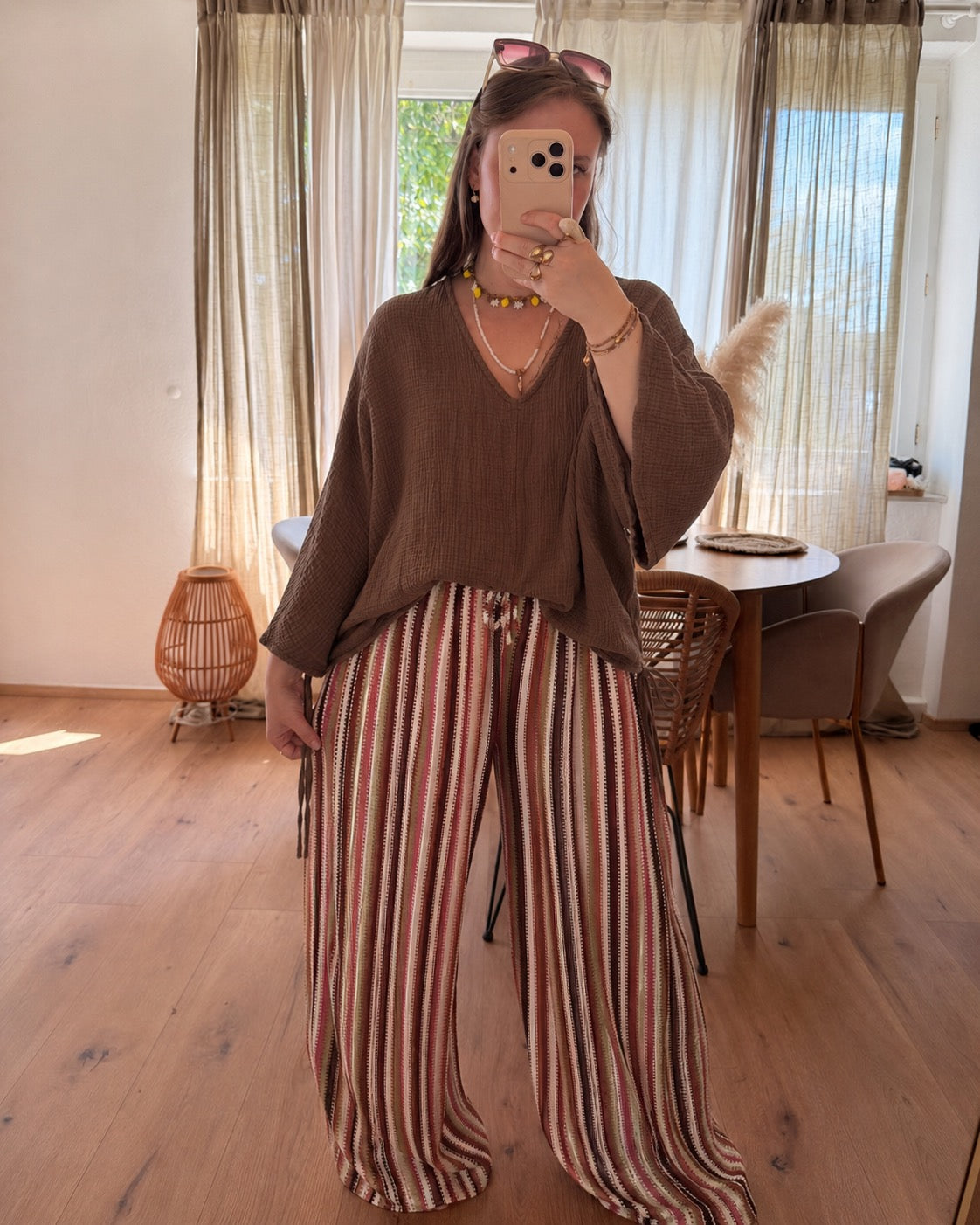 Lockere Musselin Bluse zum binden