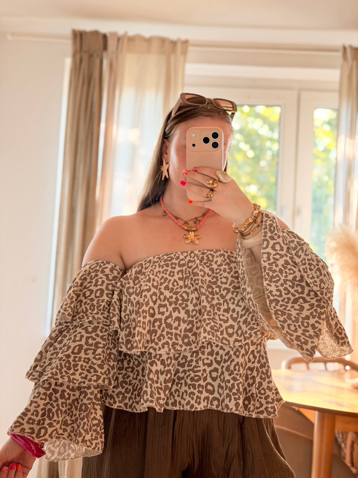 Leo off Shoulder Musselin Oberteil