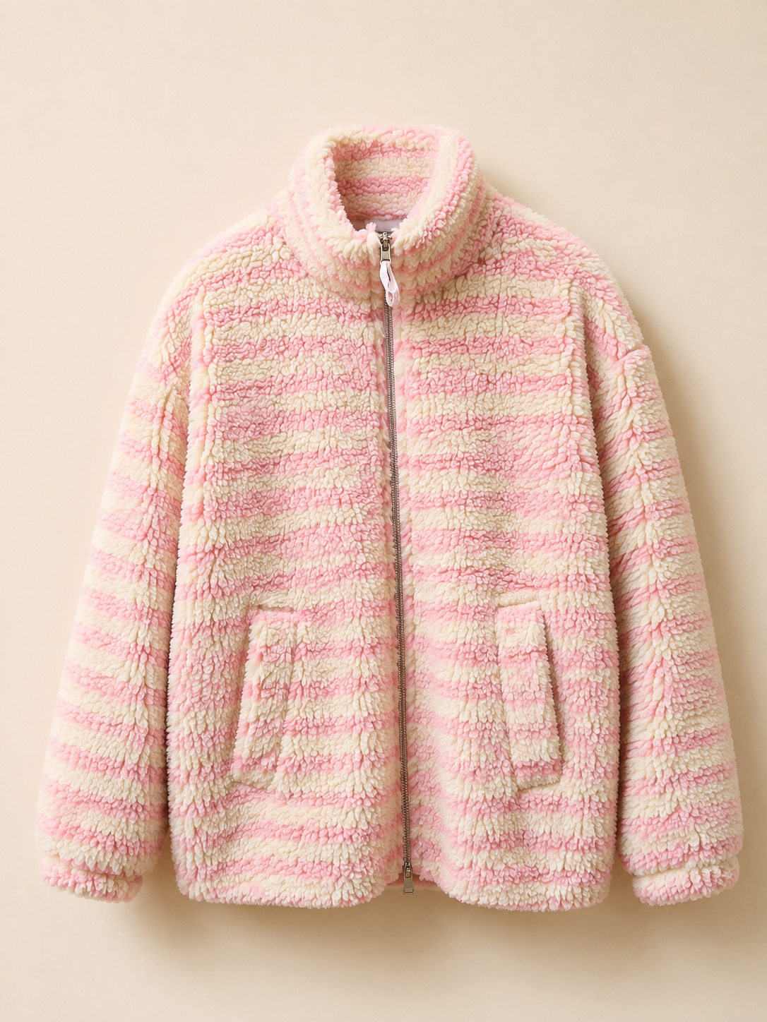 Teddy Jacke stripes mit Reißverschluss