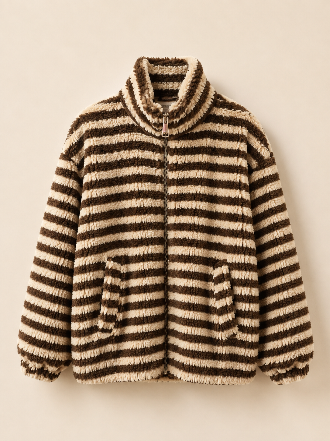 Teddy Jacke stripes mit Reißverschluss