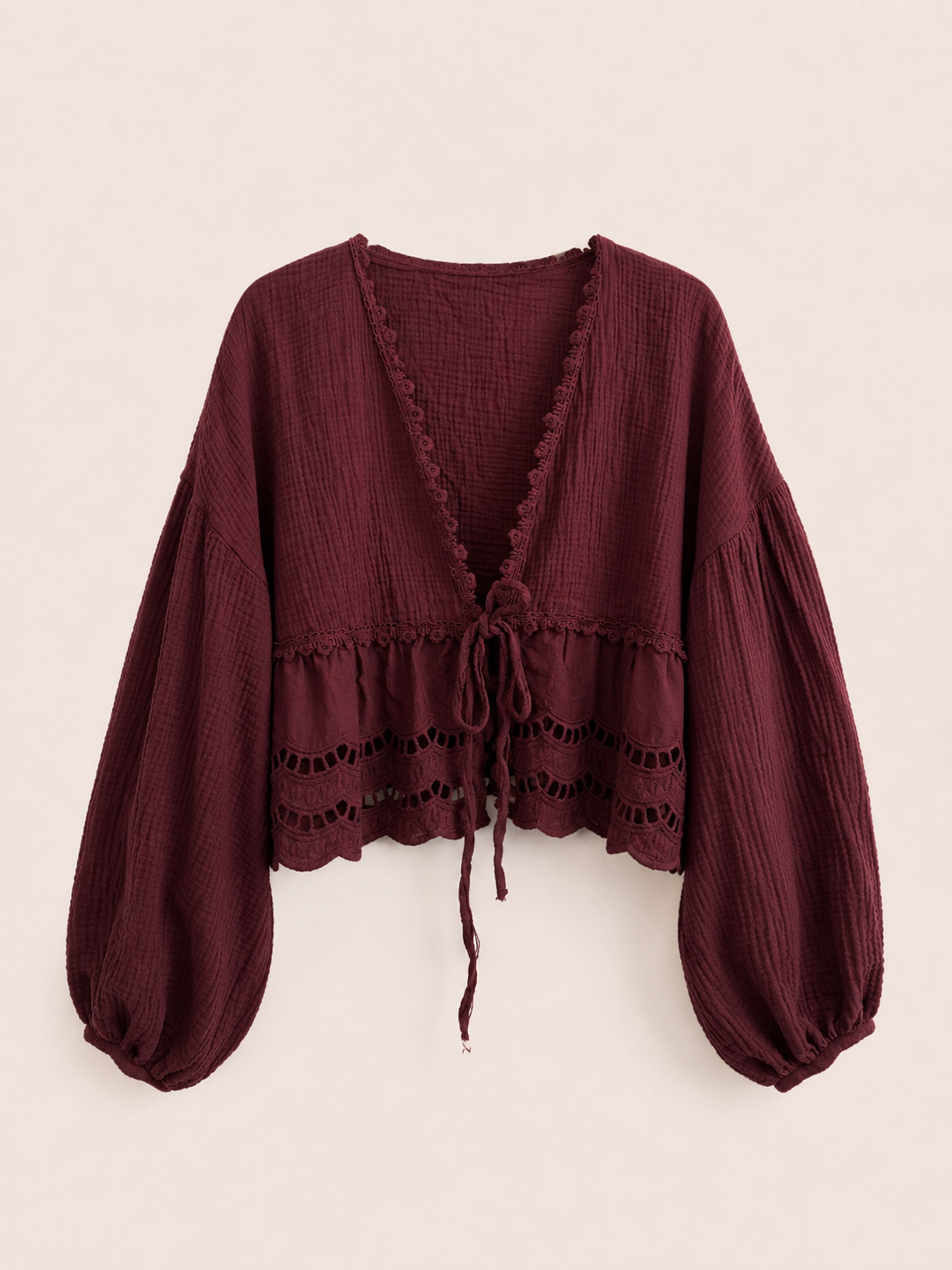 Musselin Bluse Bordeaux
