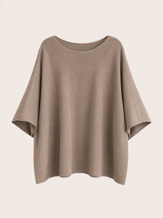 Leichtes oversize Strick T-Shirt mit 3/4 Ärmeln