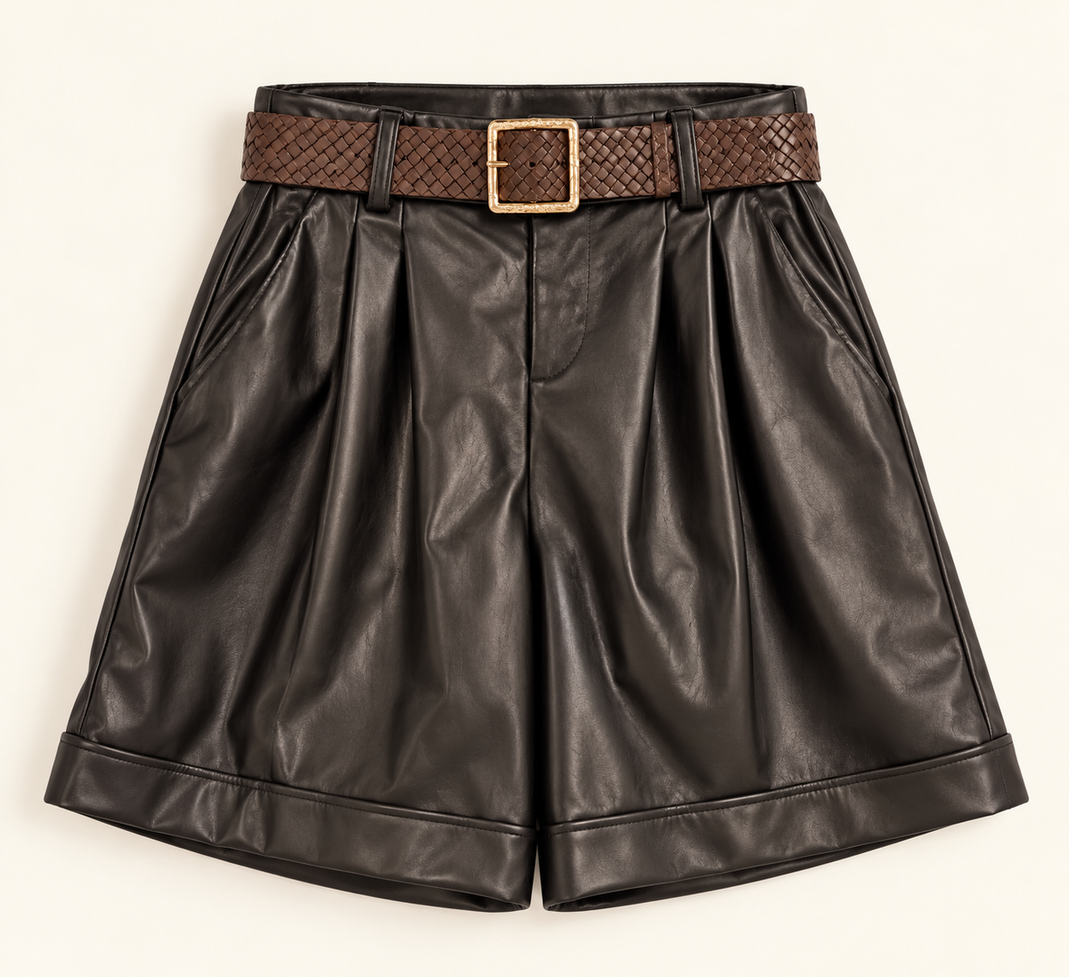 Kurze Leder bermuda Shorts