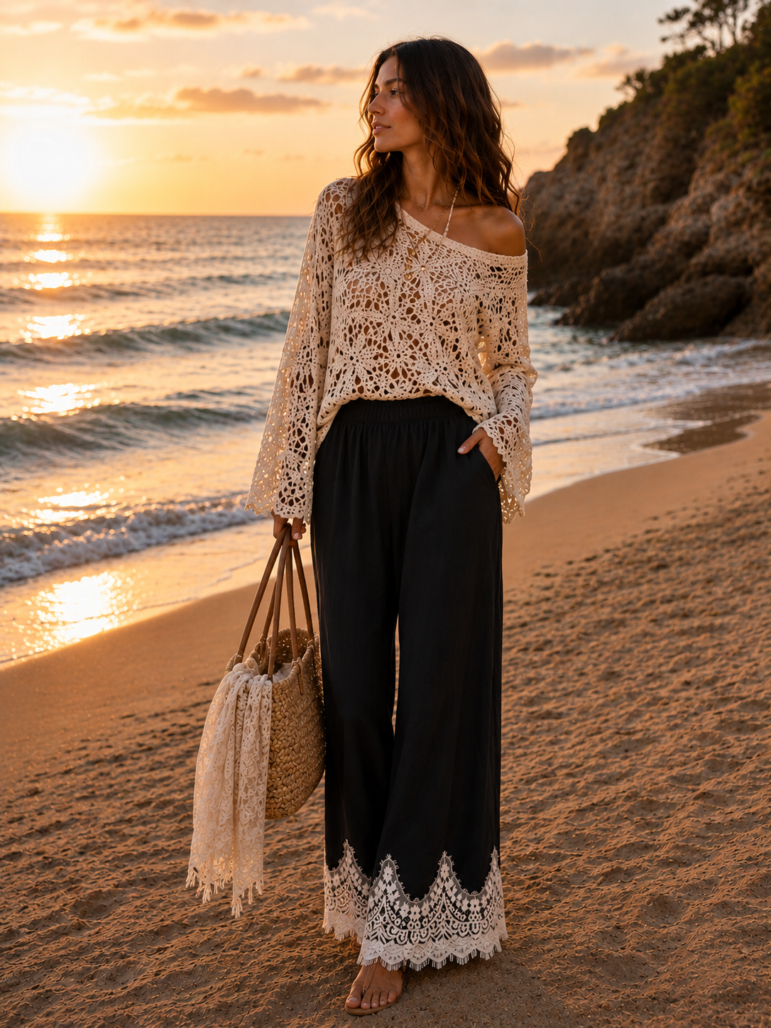 Jersey Hose mit spitze