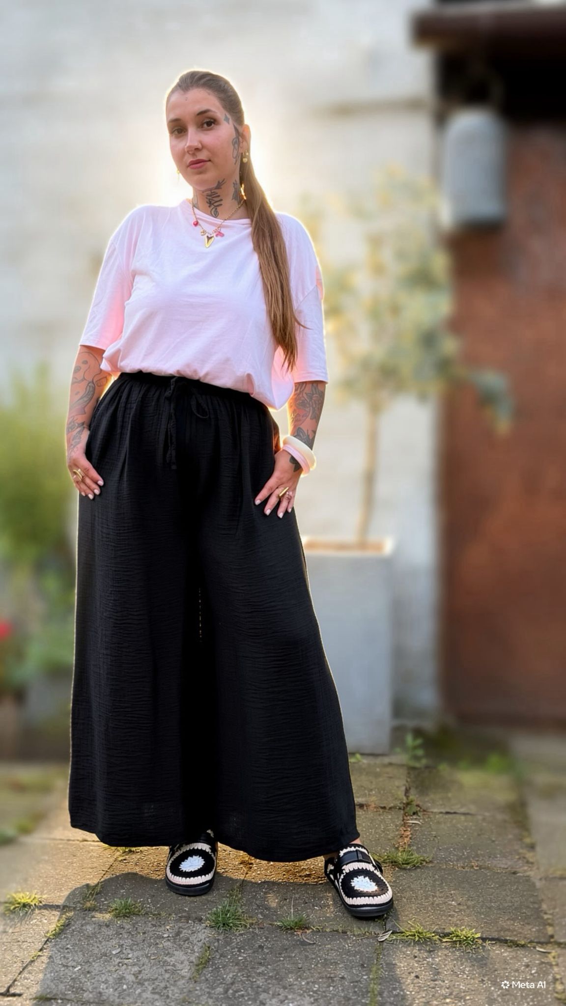Hose mit weitem Bein Recycelter Stoff Lyocell Felina