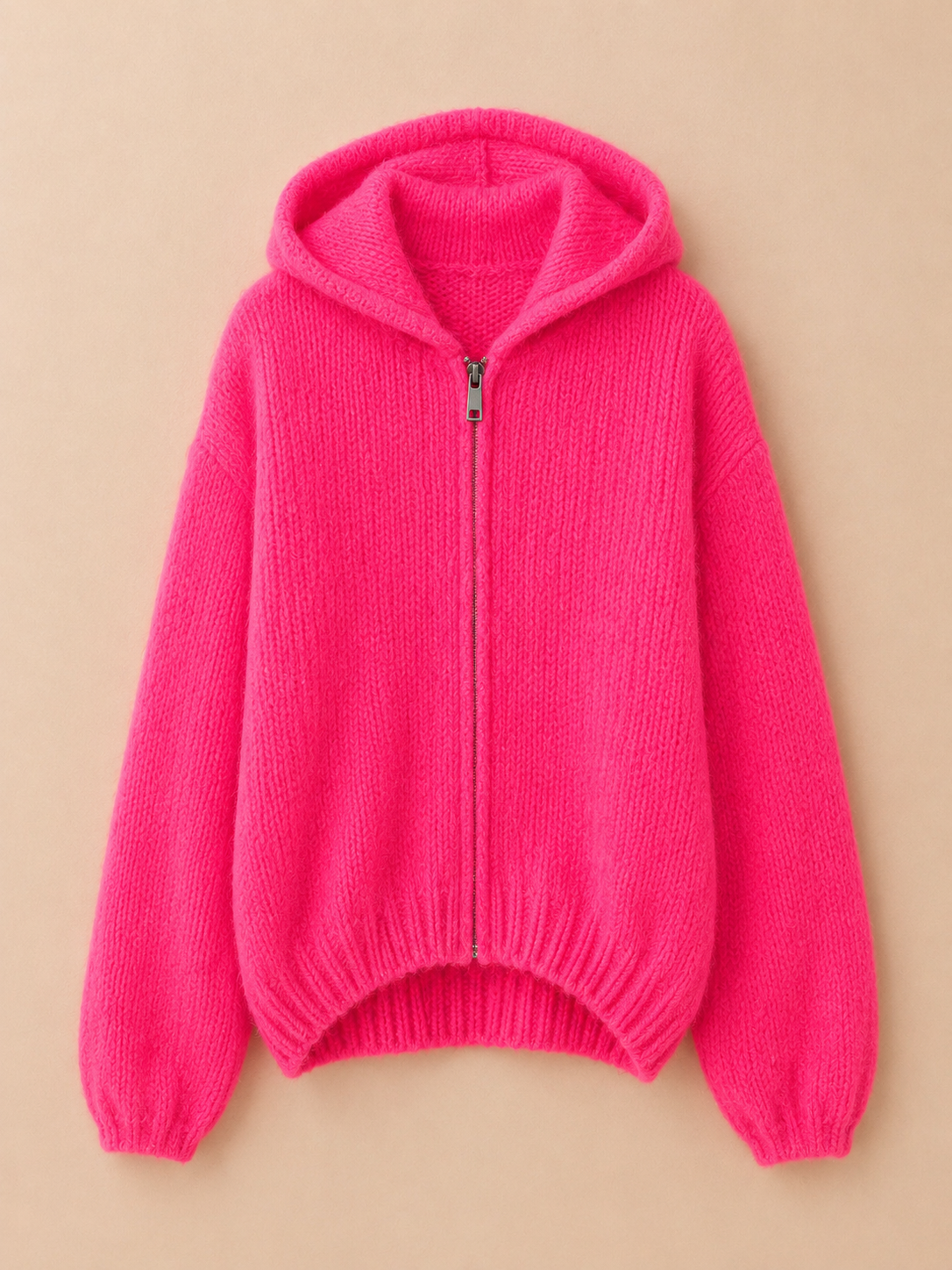 Alpaka Strickjacke mit Kapuze