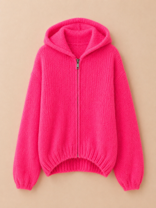 Alpaka Strickjacke mit Kapuze