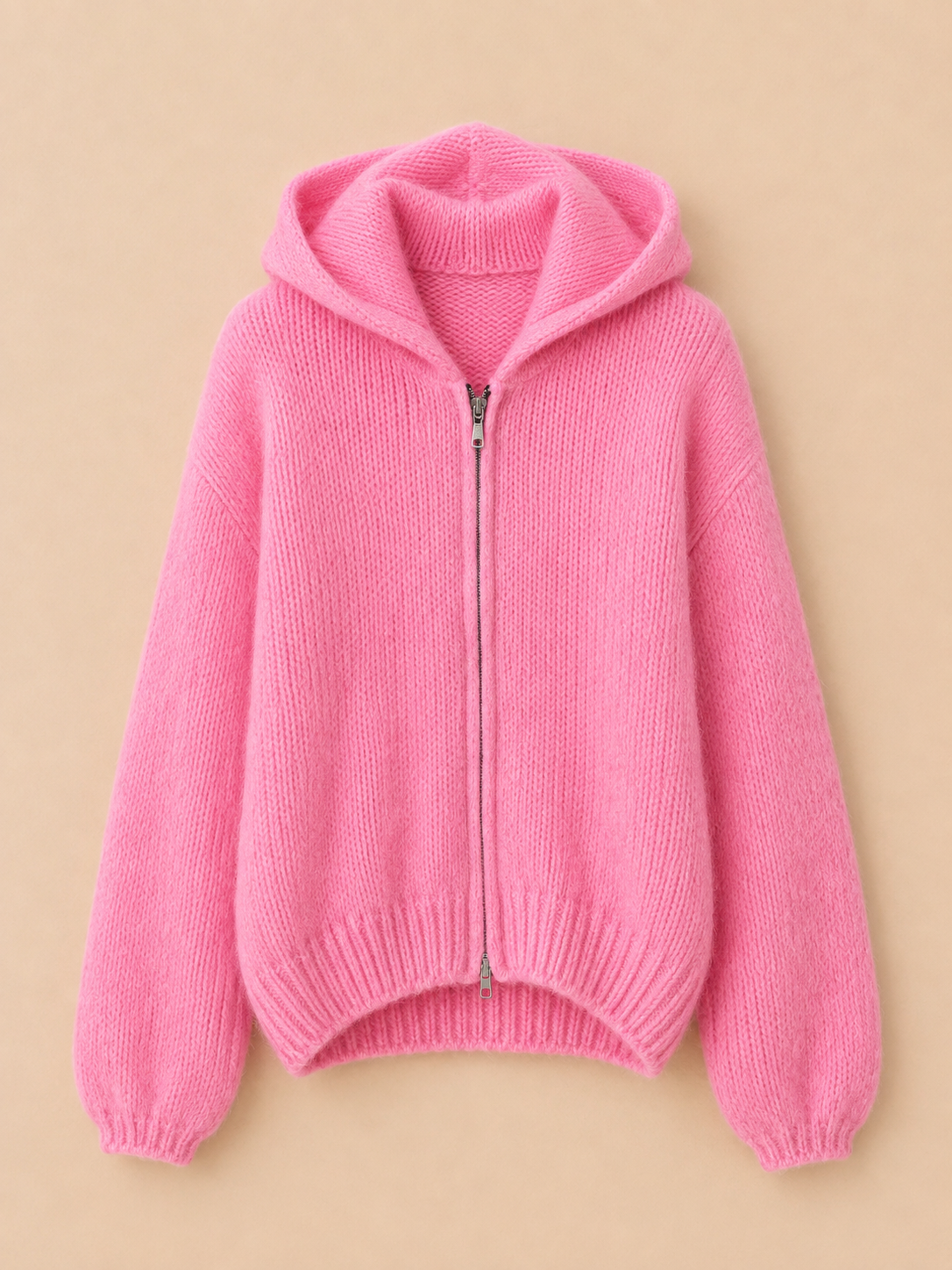 Alpaka Strickjacke mit Kapuze