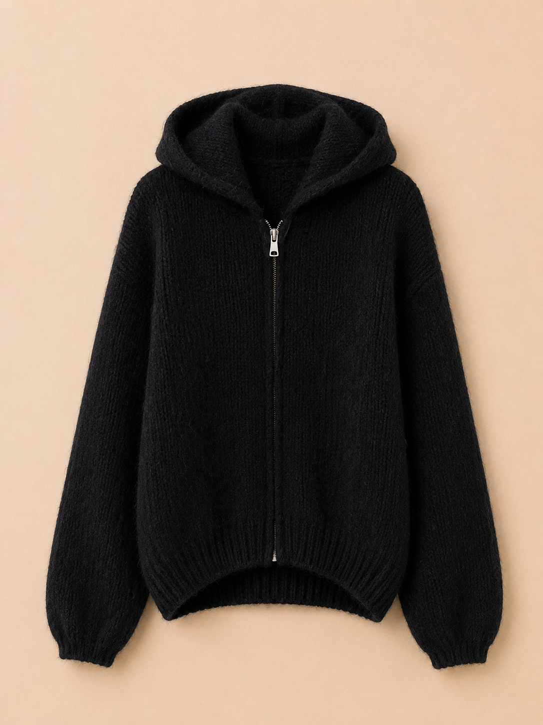 Alpaka Strickjacke mit Kapuze