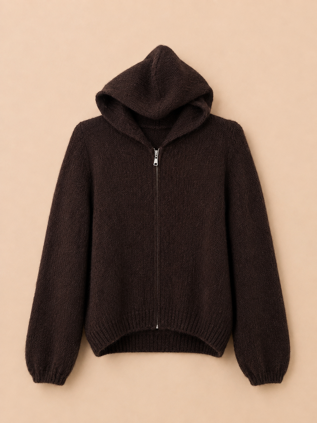 Alpaka Strickjacke mit Kapuze