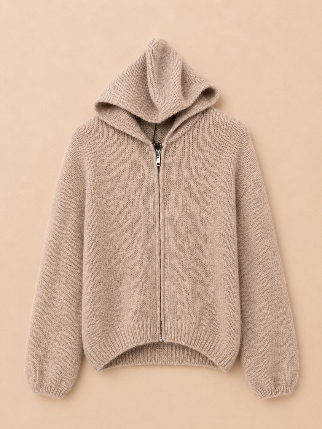 Alpaka Strickjacke mit Kapuze