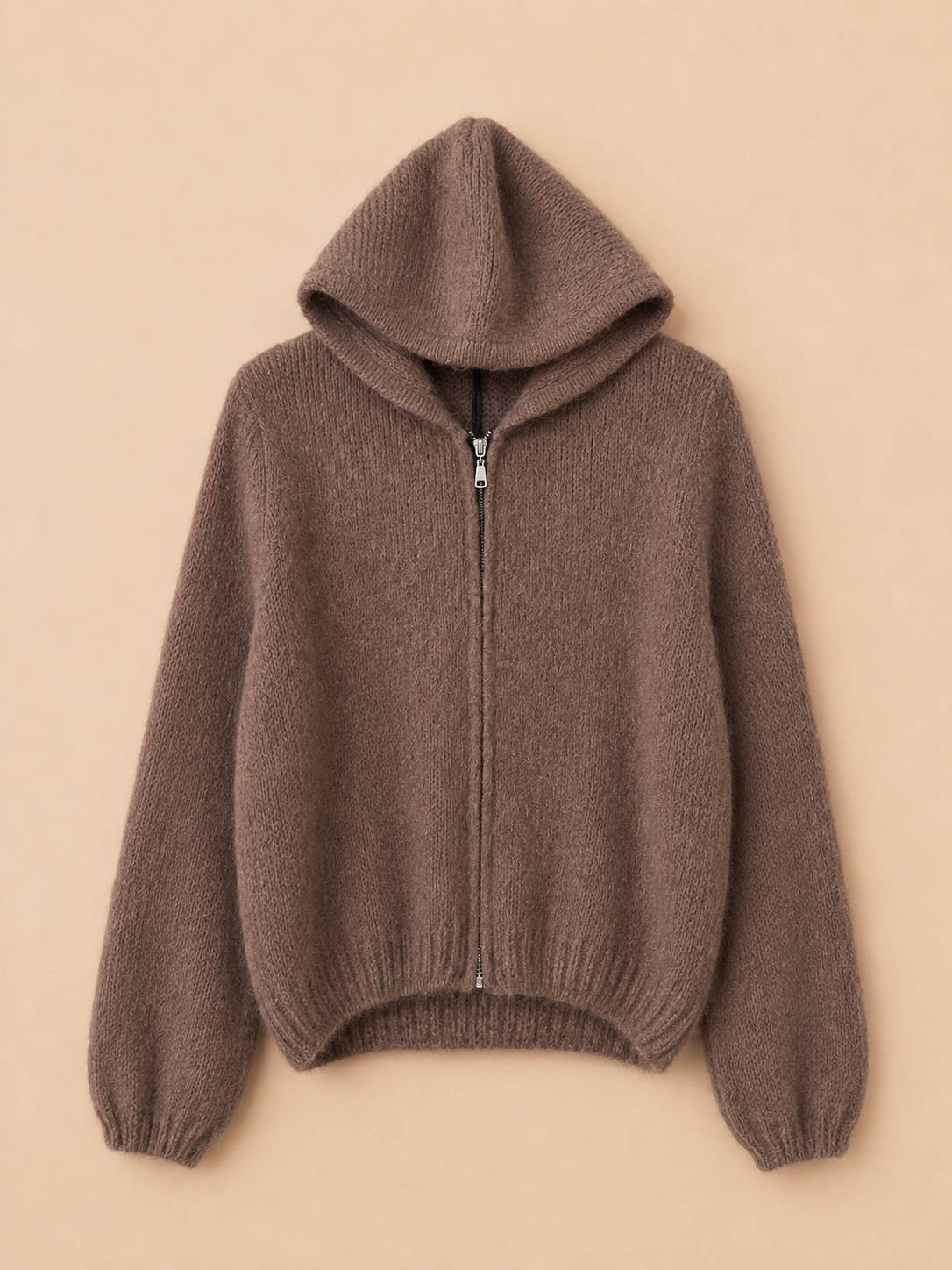 Alpaka Strickjacke mit Kapuze