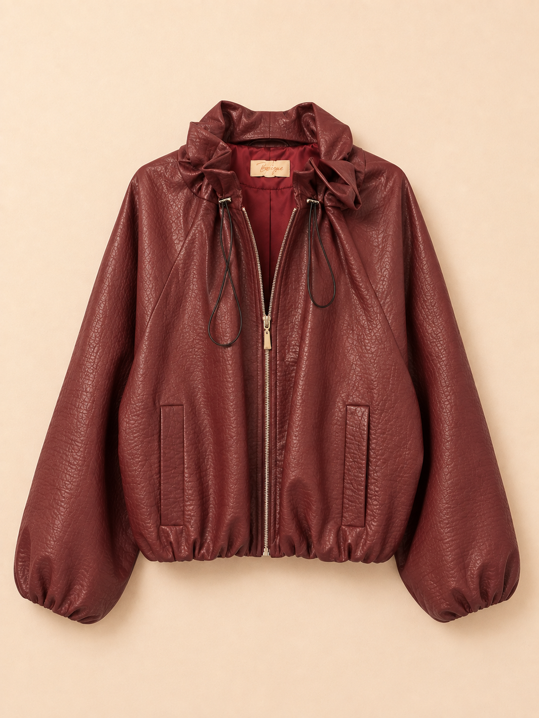 Leder Jacke mit Raffung Mila