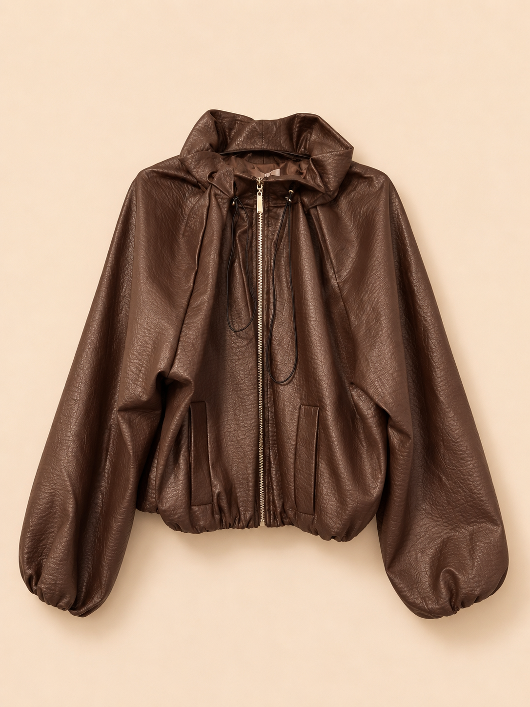 Leder Jacke mit Raffung Mila