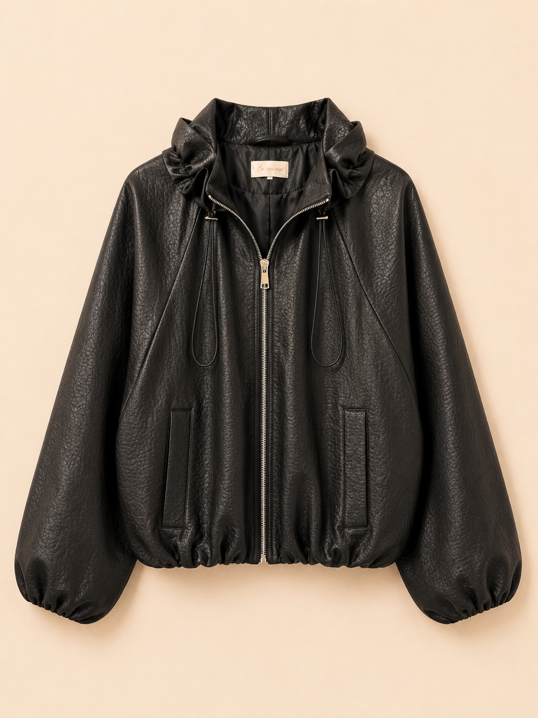 Leder Jacke mit Raffung Mila