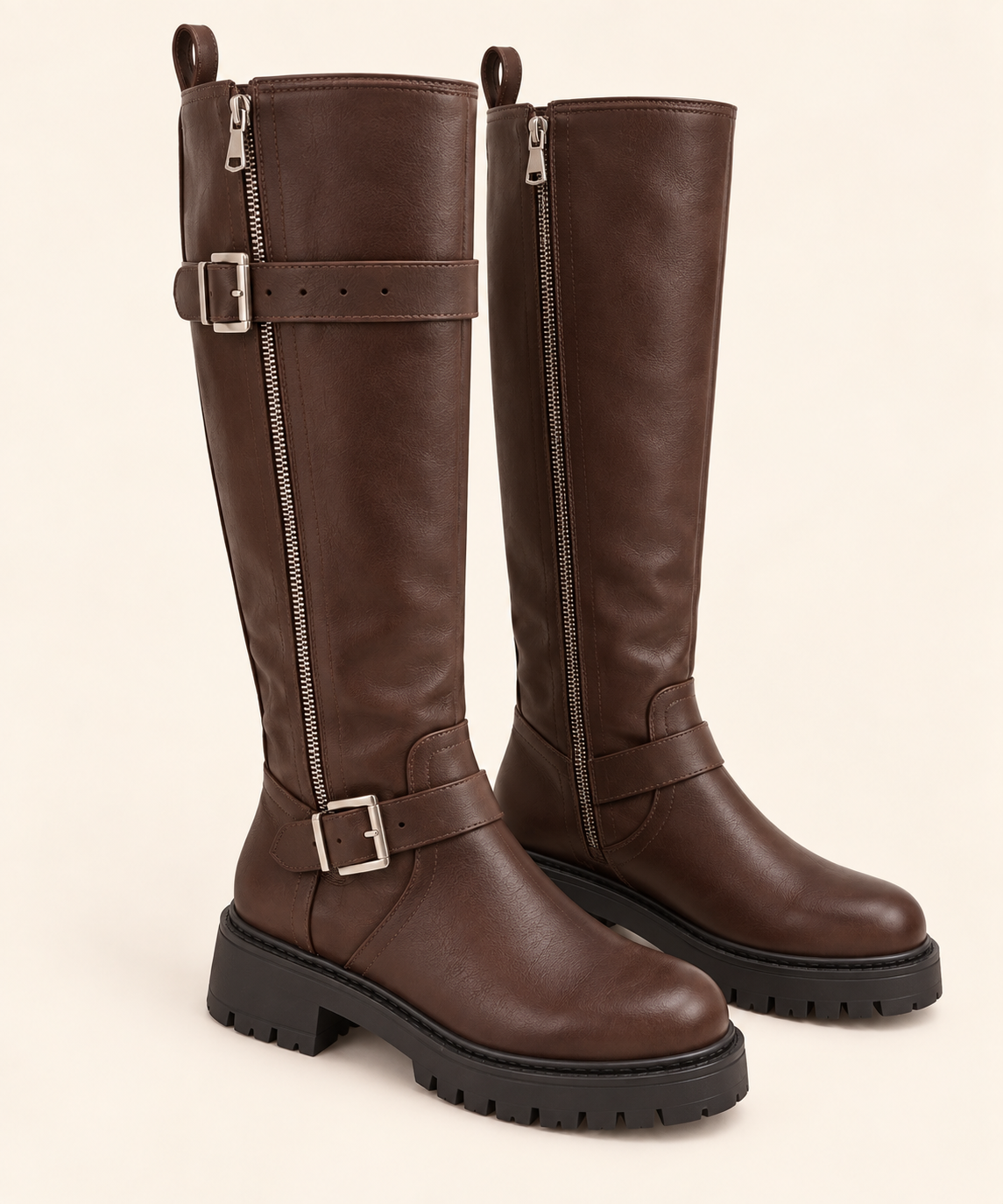 Leder Stiefel mit schnalle