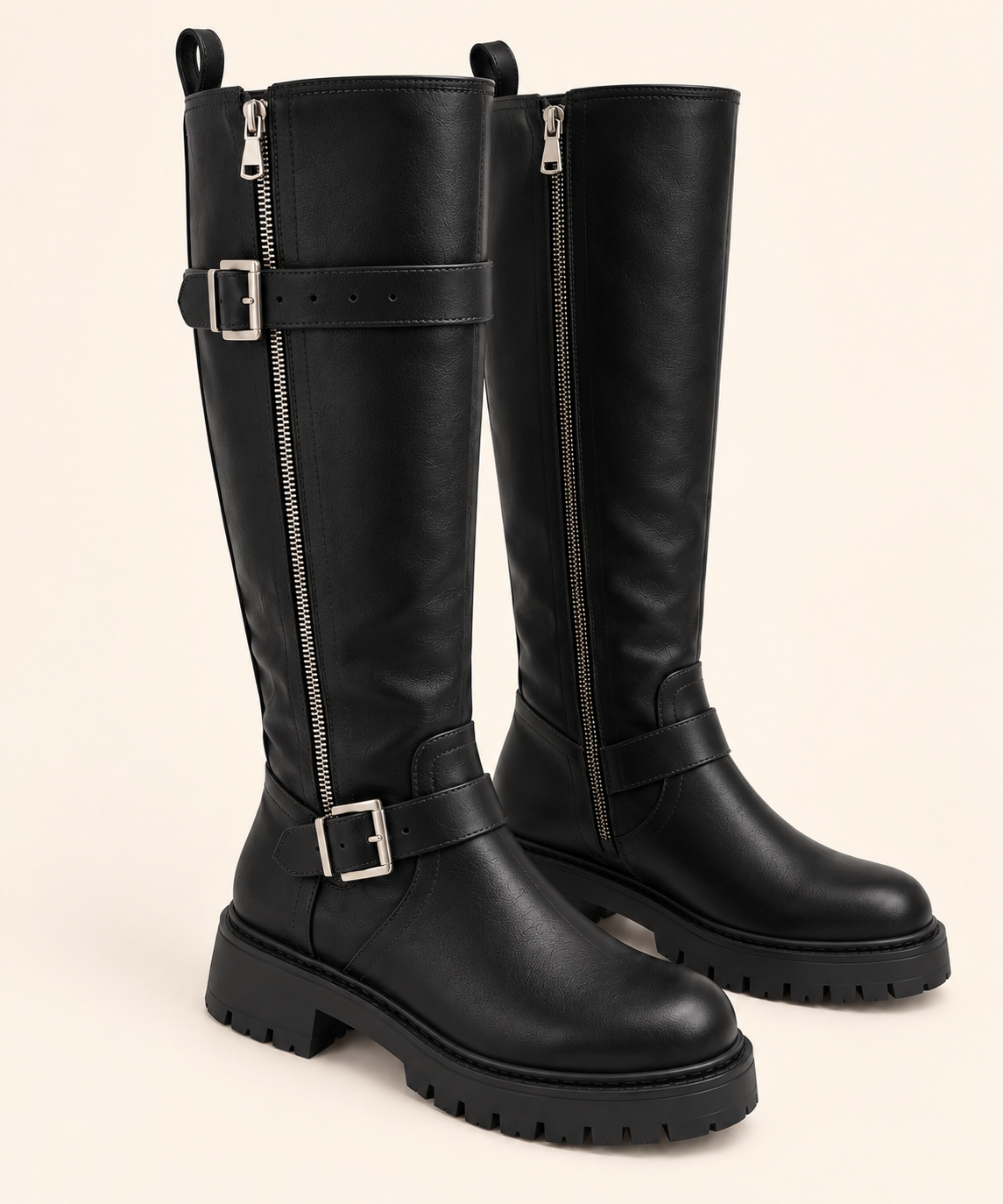 Leder Stiefel mit schnalle