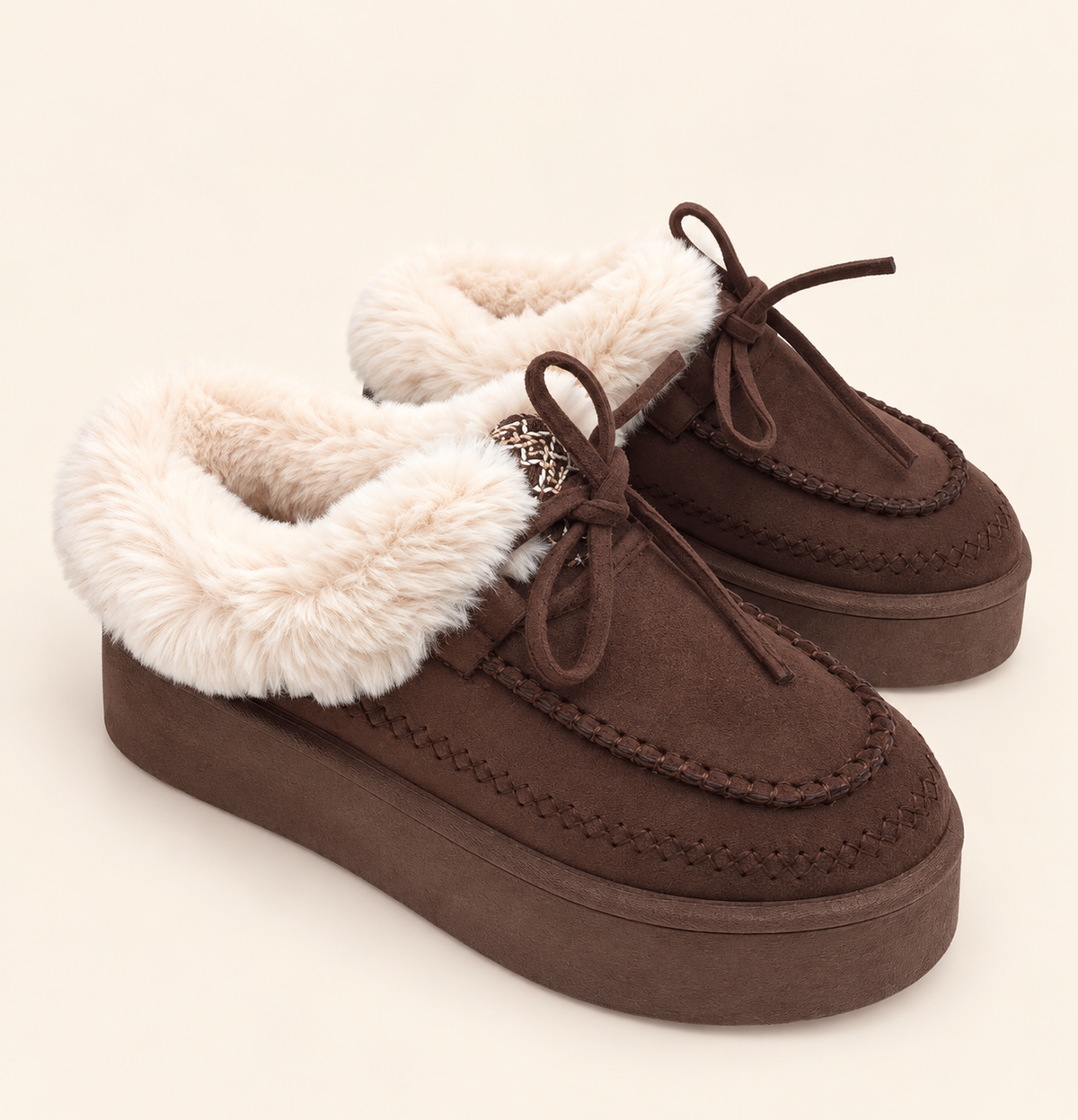 Coco Cozy Platform – Teddy Moccasin in Schokobraun