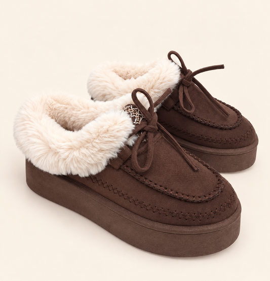 Coco Cozy Platform – Teddy Moccasin in Schokobraun