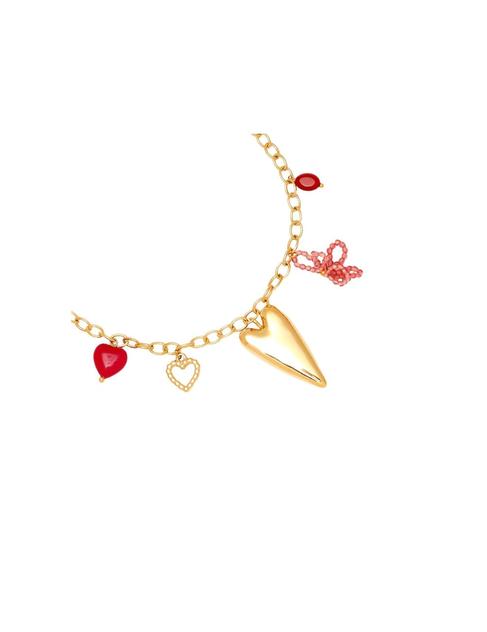 Blooming Heart Necklace – vergoldete Edelstahlkette mit großem Herzanhänger & Perlen-Blume