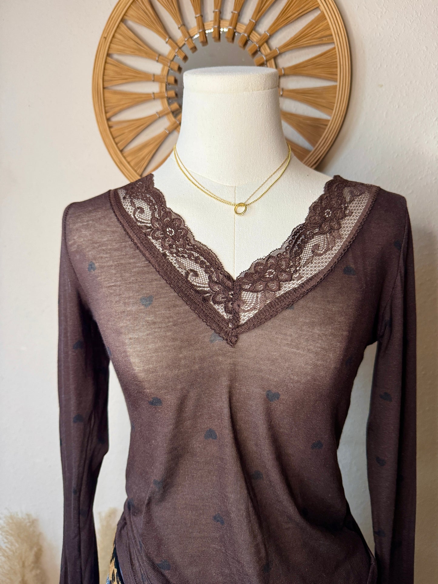 Cashmere Langarmshirt mit Spitze