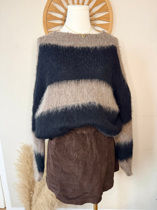 ullover Nora – Gestreifter Strick mit Wollanteil