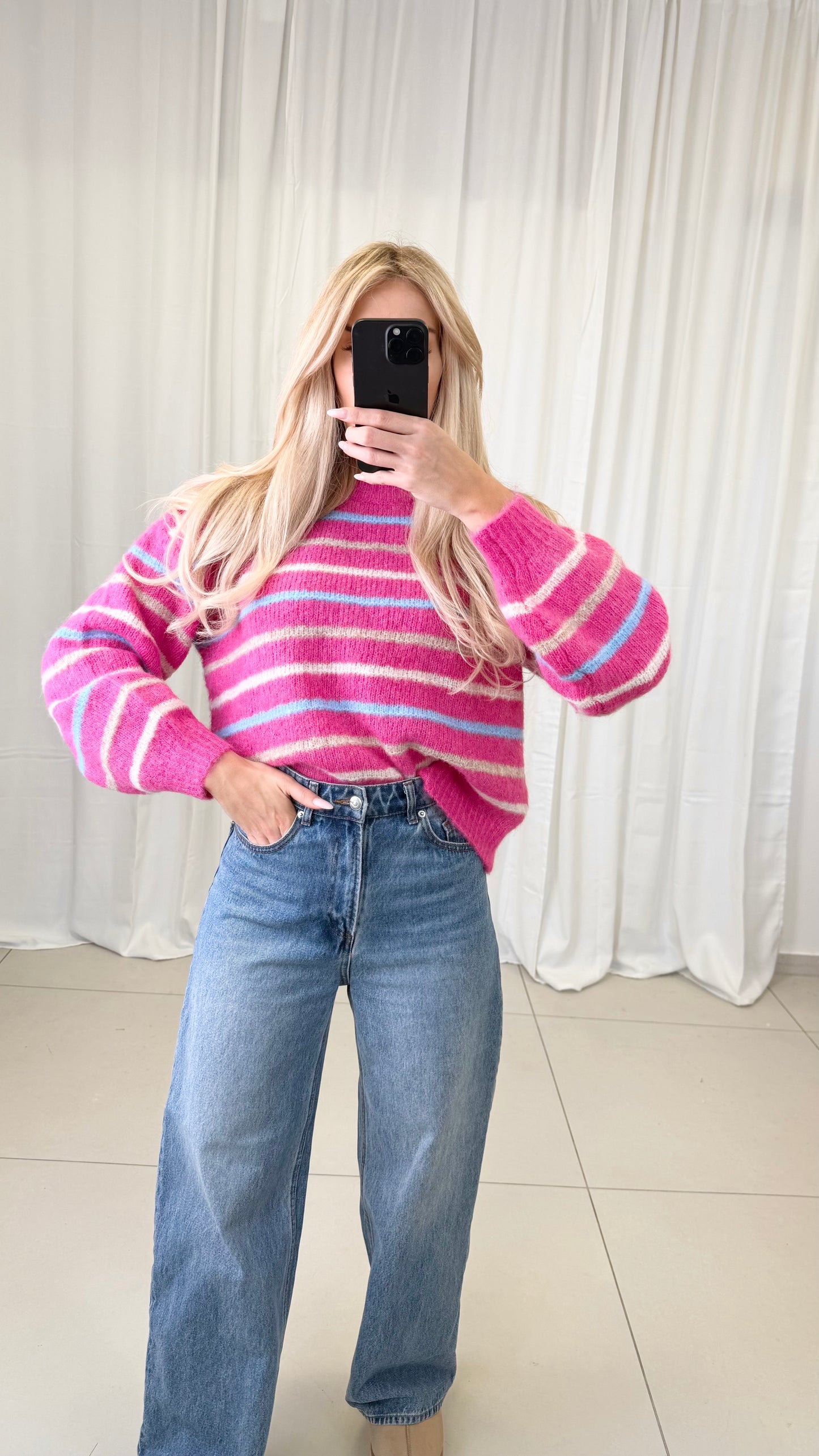 GESTREIFTER PULLOVER URSULA PINK