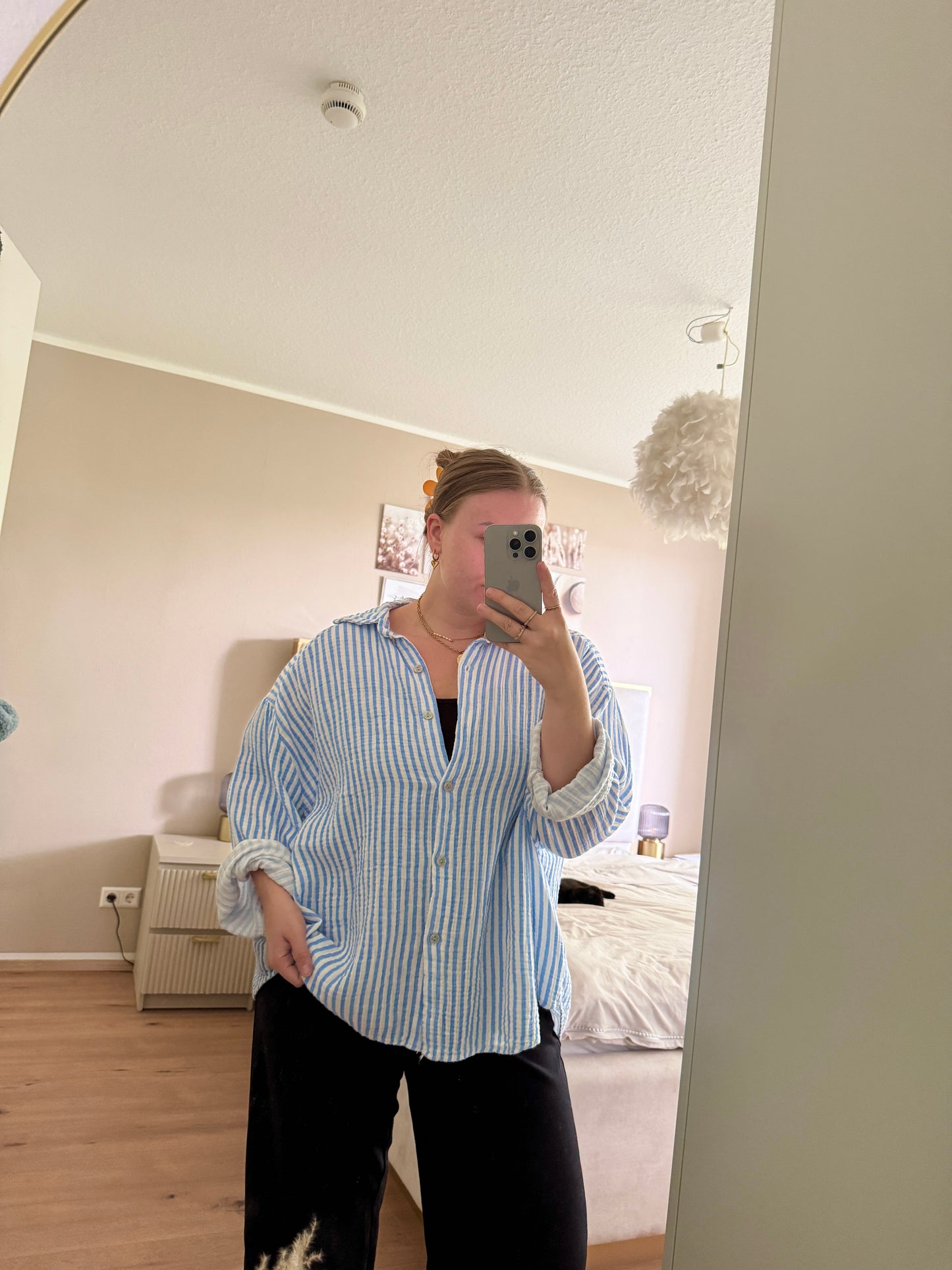 Liv – Gestreifte Musselin-Bluse | Einheitsgröße 36–44