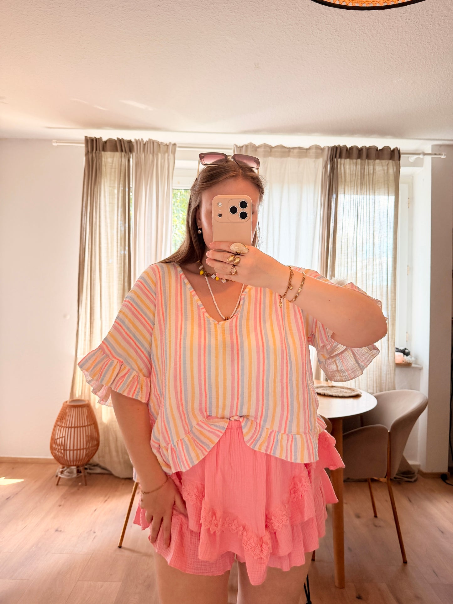 Streifen Musselin oversize Bluse Dalia