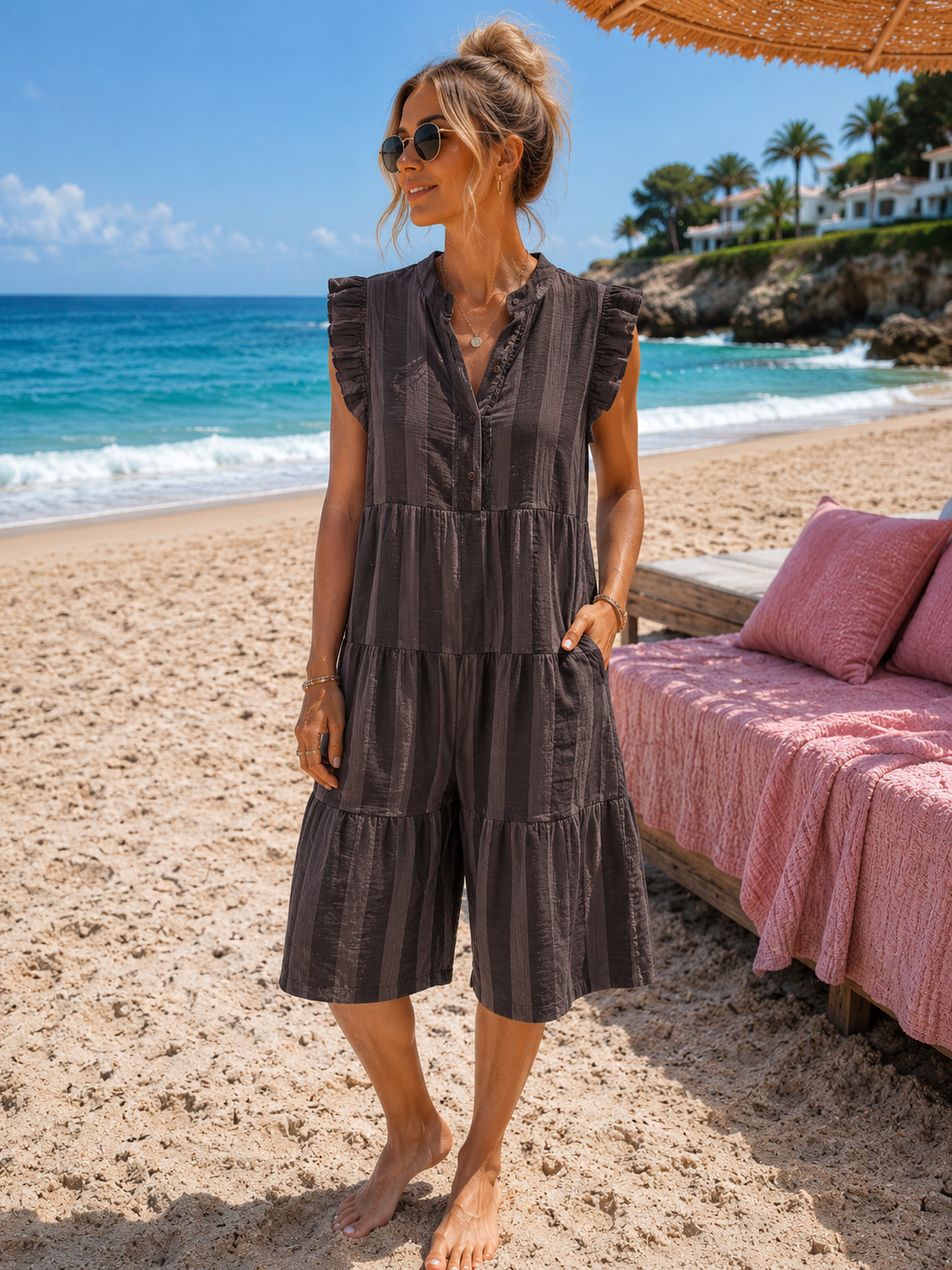 Gestreiftes Tunika Kleid musselin